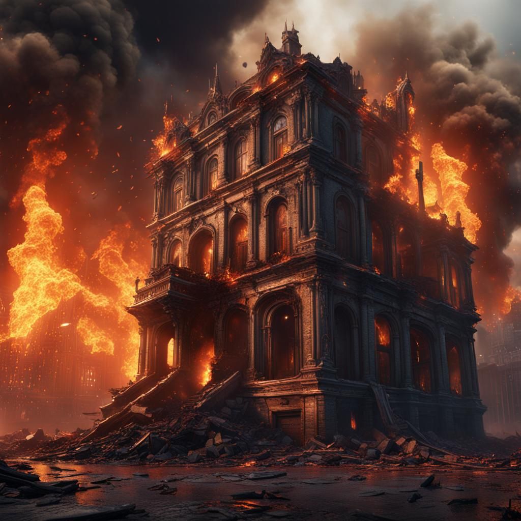Inferno: Building Ablaze in Detailed Matte Painting