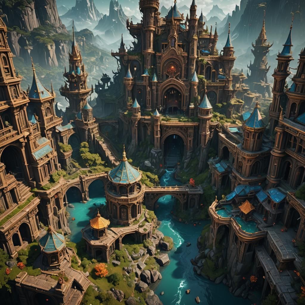 Fantastical Detailed Matte Painting in Deep Color