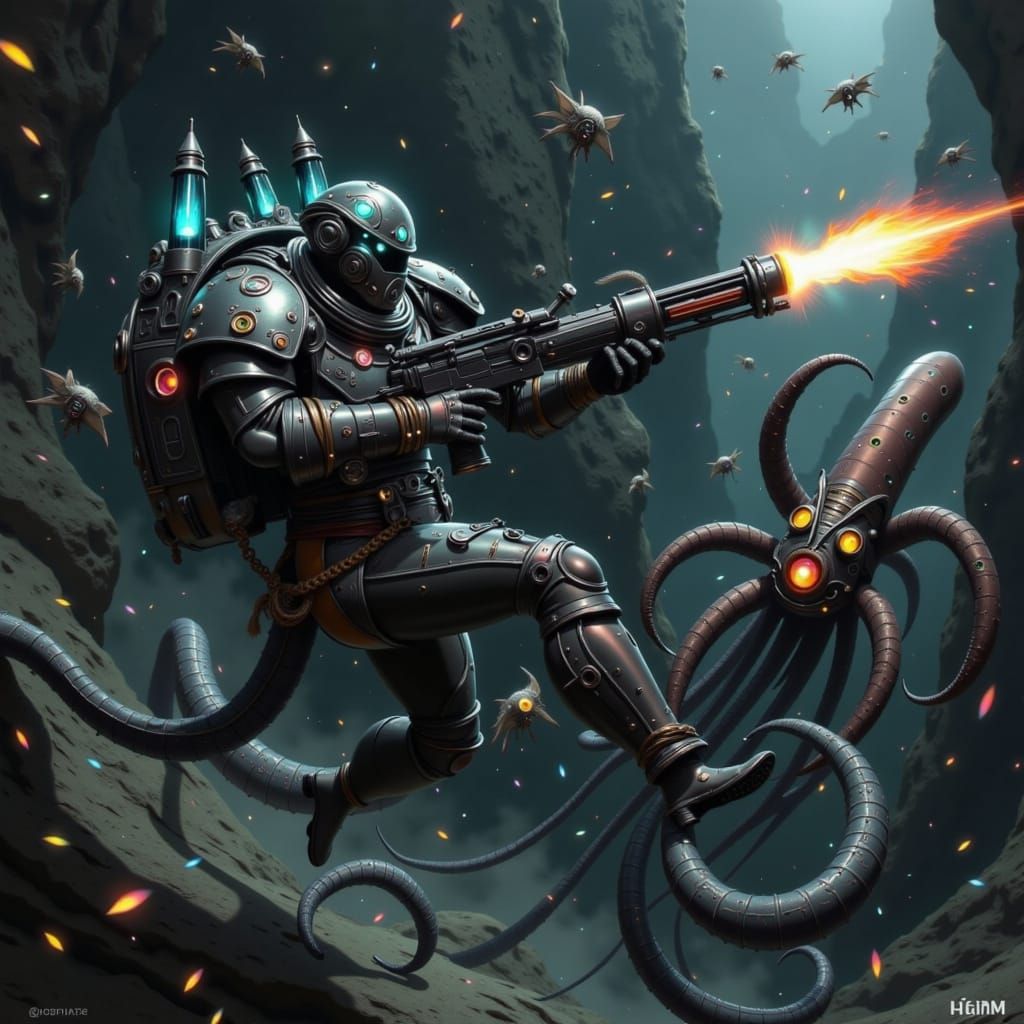 Otter Space Marine Soaring Through Space