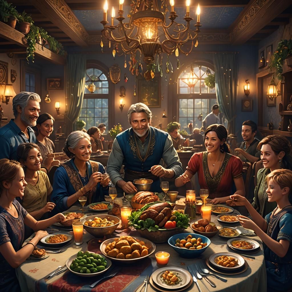 Family Celebration in Golden Light