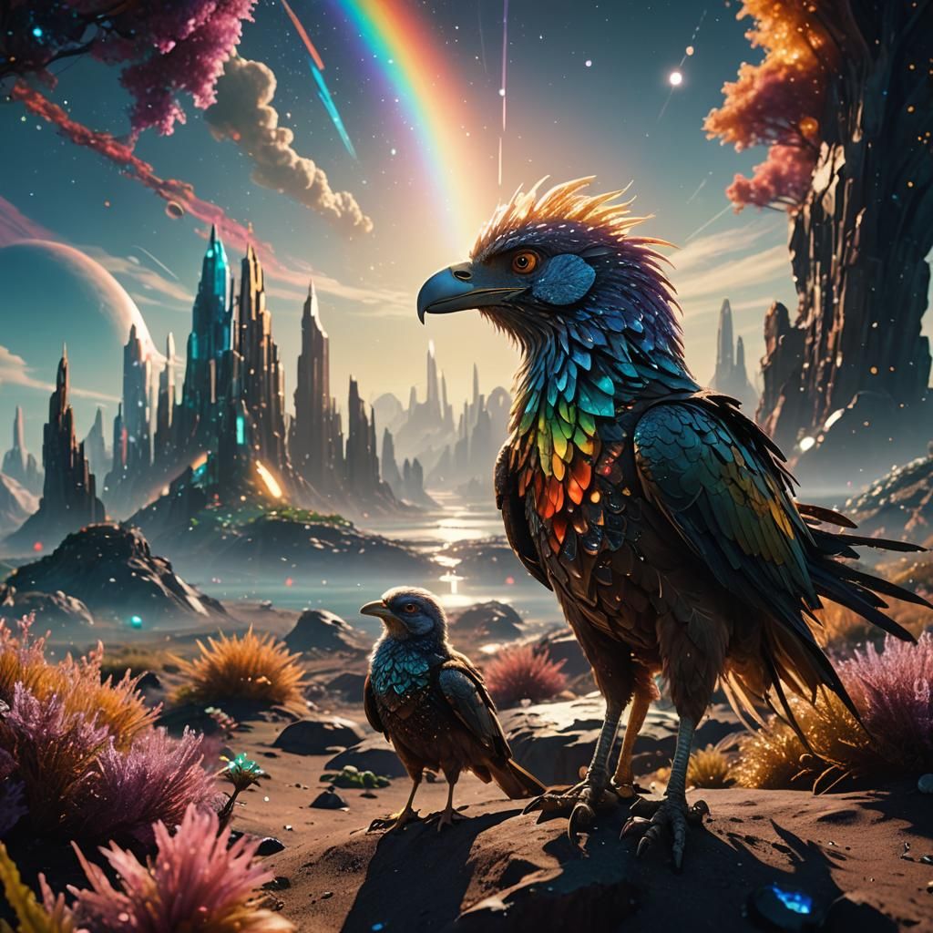 Intergalactic Cityscape on Distant Planet in Digital Art Sty...