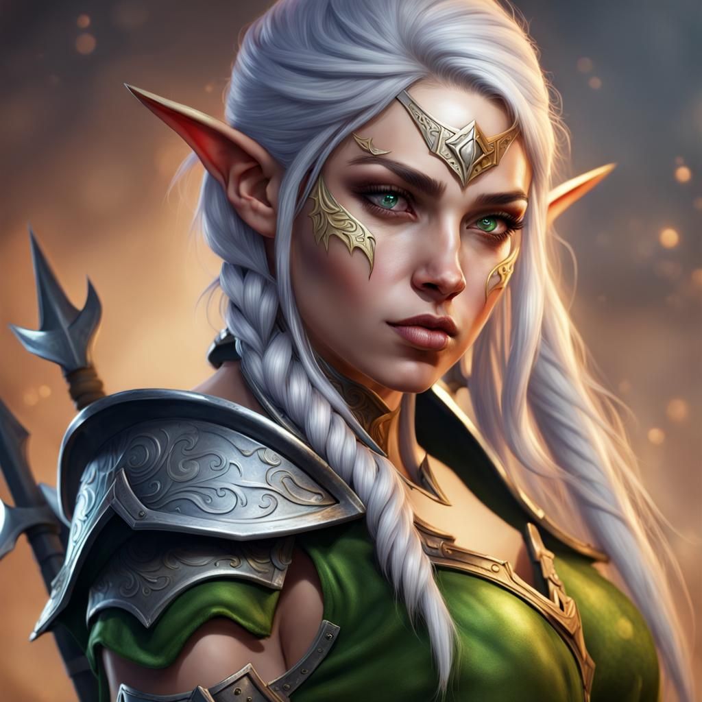 Warrior Elf Ready for Battle: Detailed Digital Painting