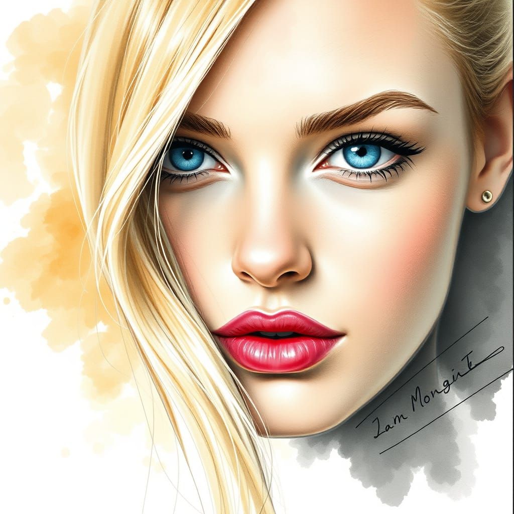 Ethereal Norwegian Beauty in Cyberpunk Watercolor