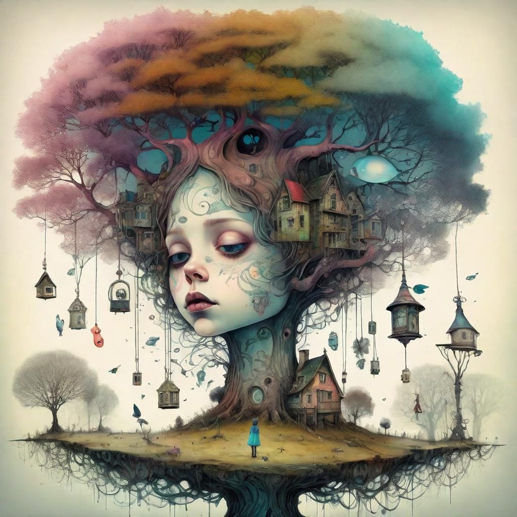 Tree of Life in Art Brut Style