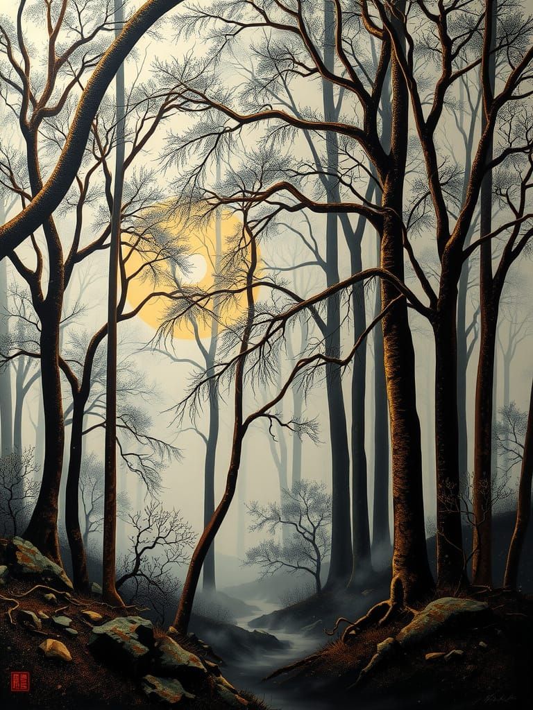 Foggy Negative Space Forest