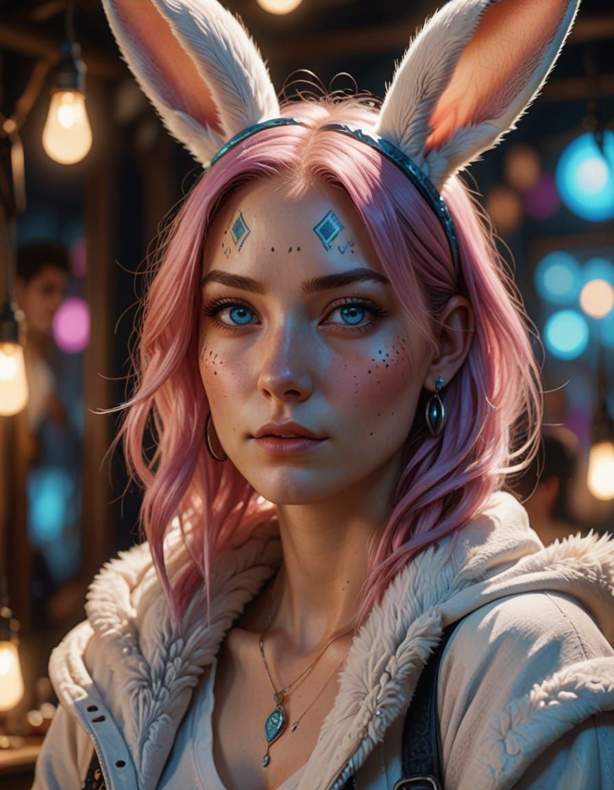 Bunny Woman Changing Clothes at Party