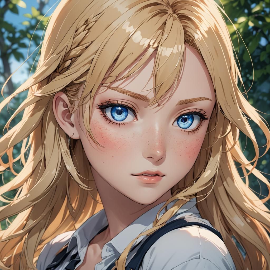 Anime Style Portrait of a Blonde Swedish Girl