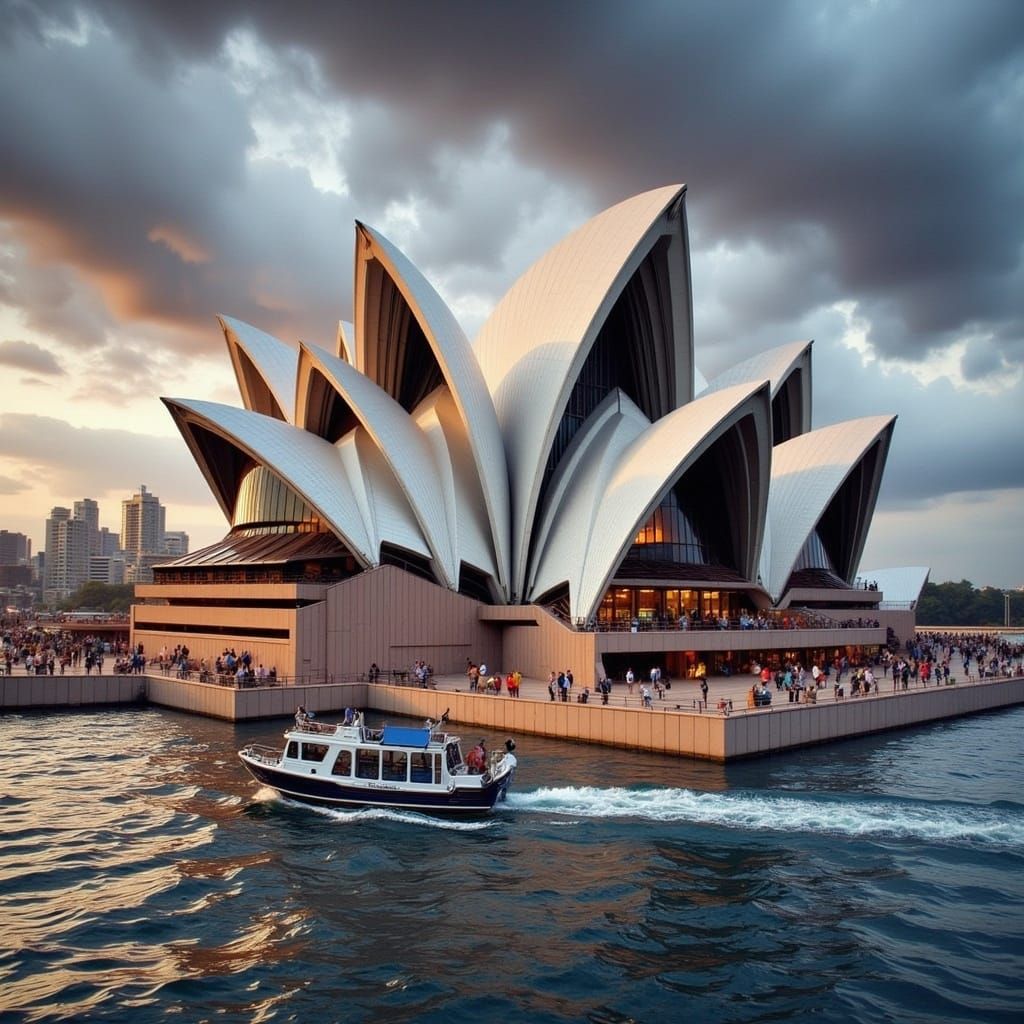 Sydney Opera House Nostalgia in Retro Futuristic Style