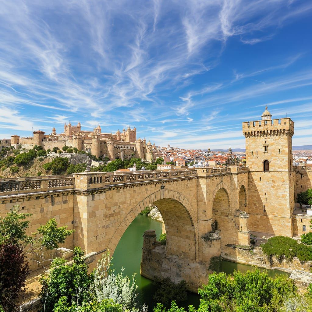 Alcantara Bridge Toledo Spain Daytime Architectural Photo
