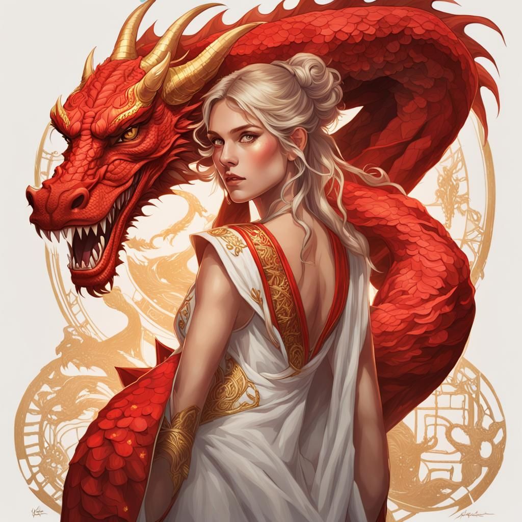 Swedish Girl with Dragon: Hyperdetailed Digital Portrait
