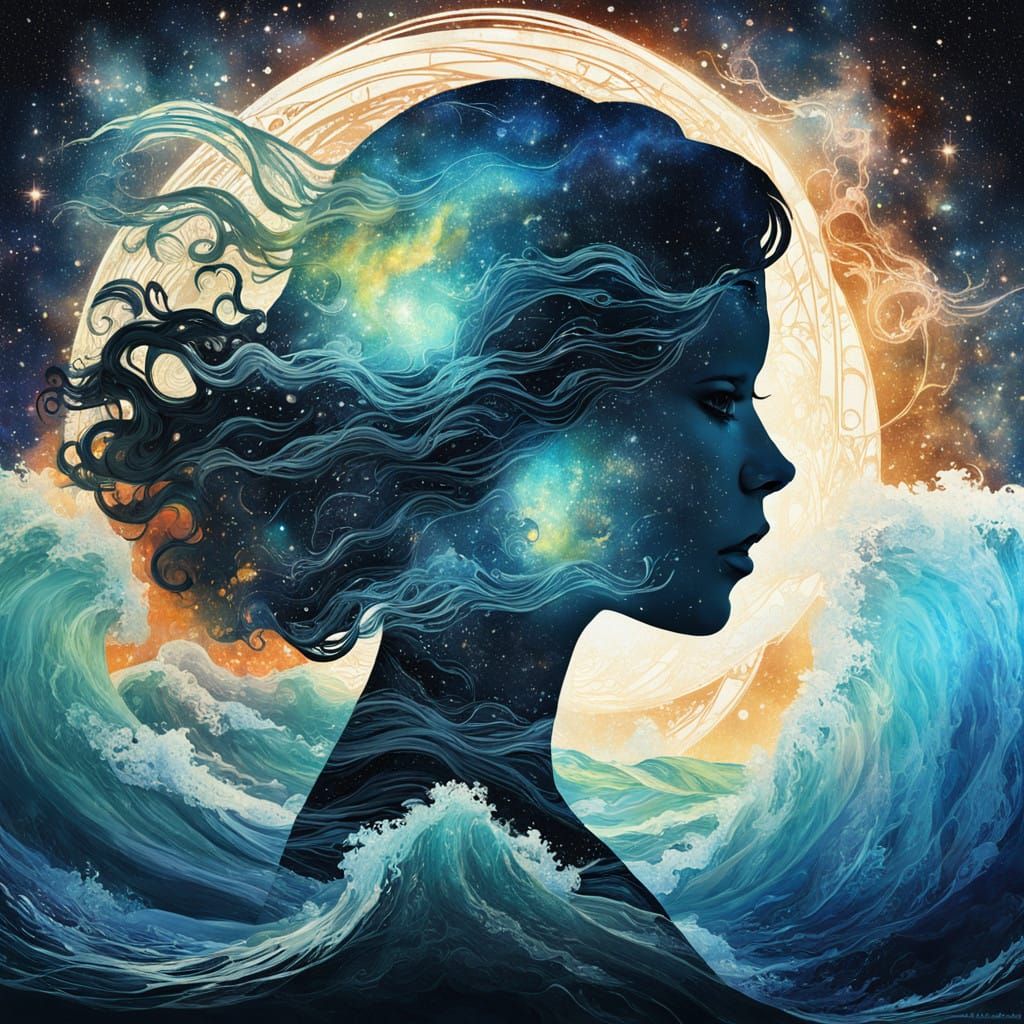 Cosmic Ocean Silhouette