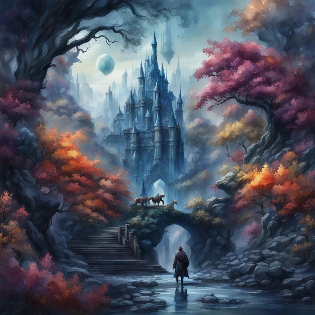 Mysterious Figure in Detailed Matte Painting