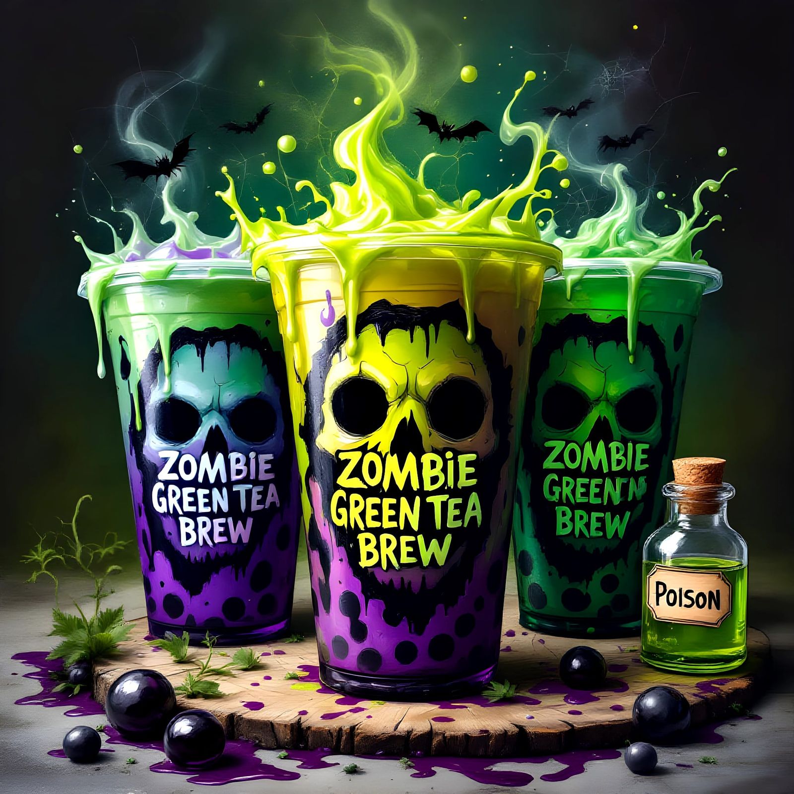 Zombie Green Tea Brews: Mystical Halloween Bubble Tea