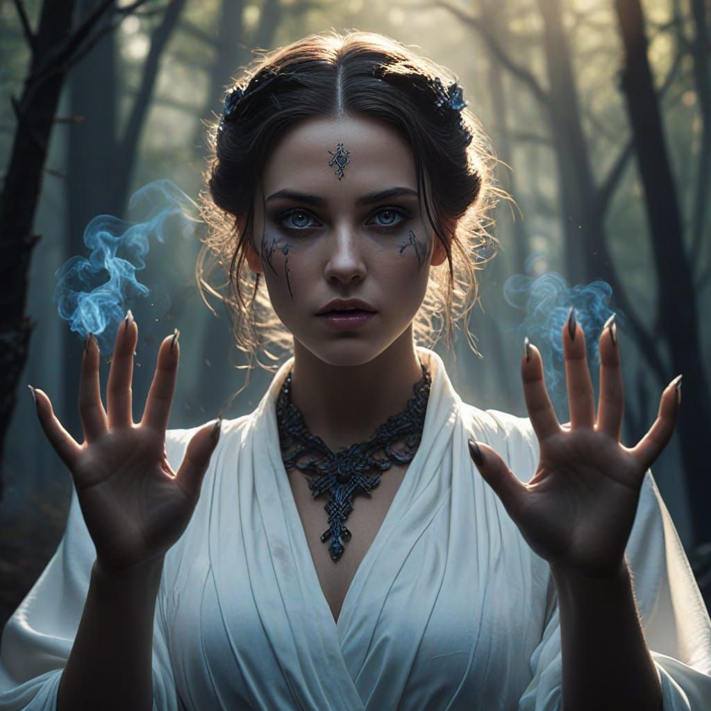 Mystical Wiccan Goddess in Dark Fantasy Style