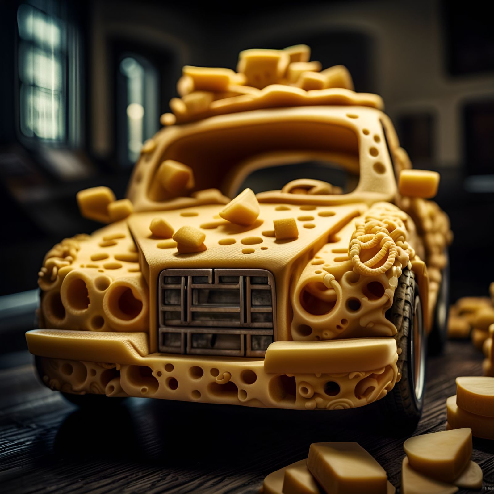 Hyperrealistic Cheese Car: An Automotive Delicacy