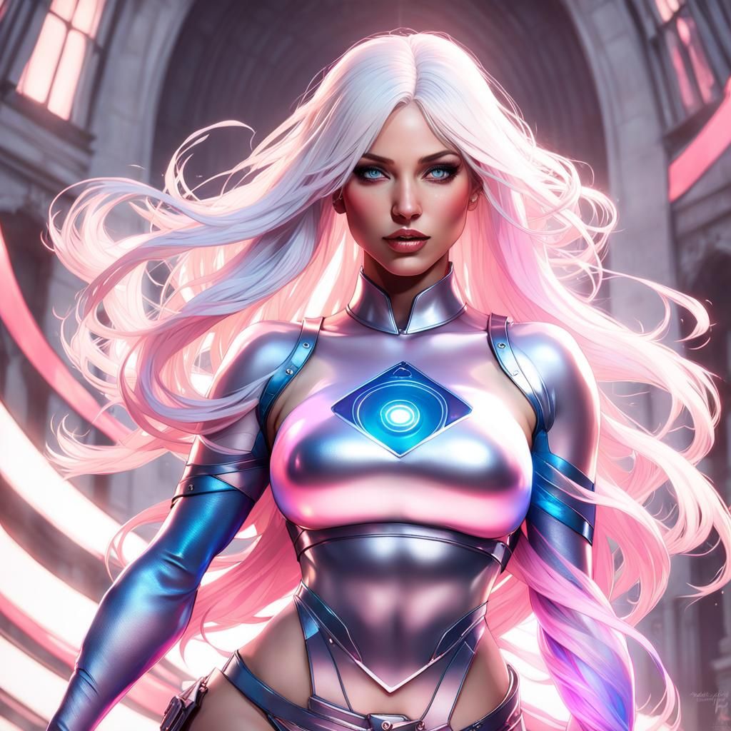 Magical Woman in Pink Latex Outfit