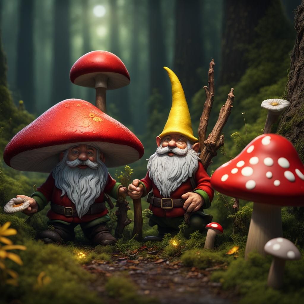 2 Mushroom Gnomes