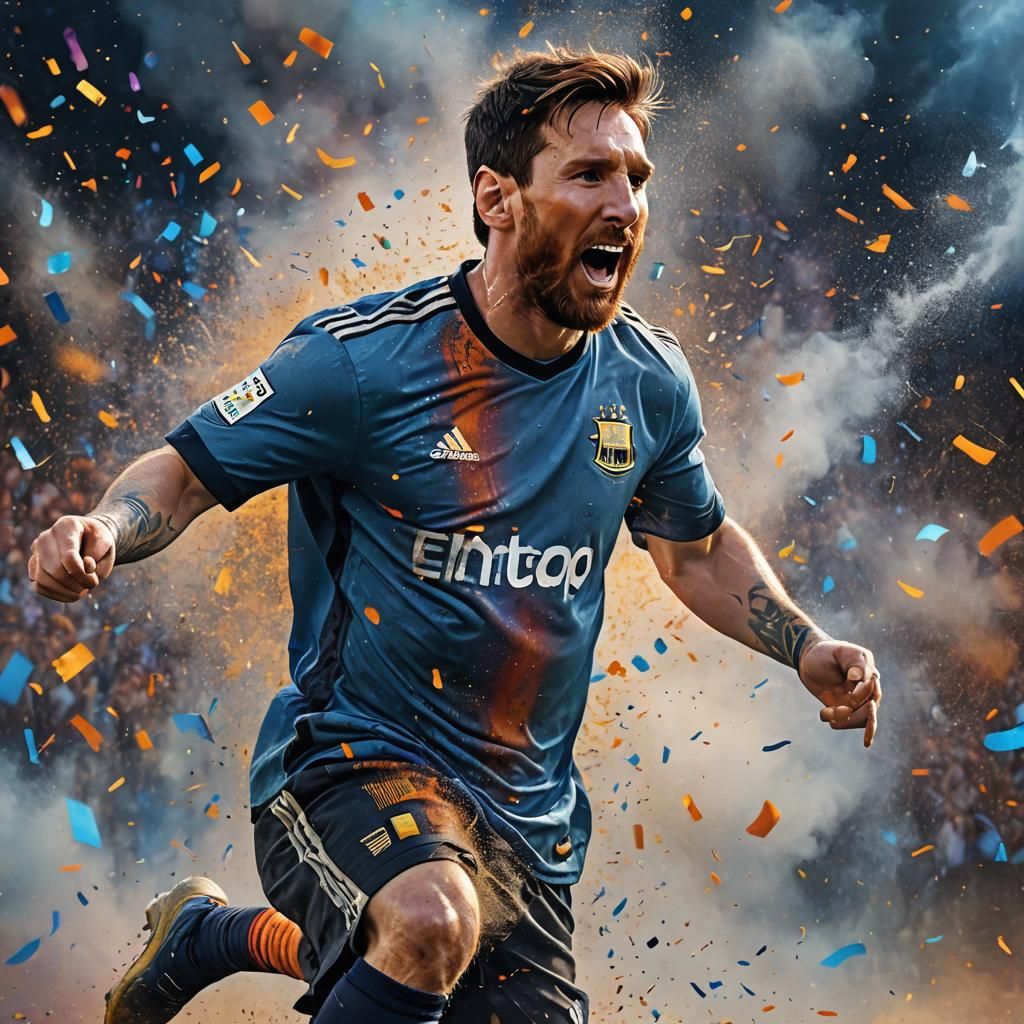 Messi Celebrates Goal in Argentina Jersey