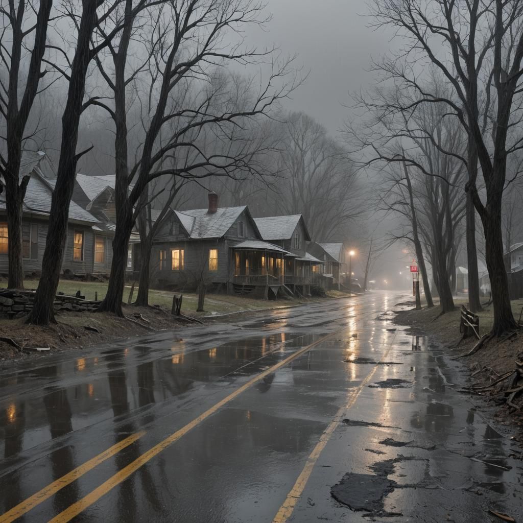 Evocative Matte Painting of Cold Kentucky Rain