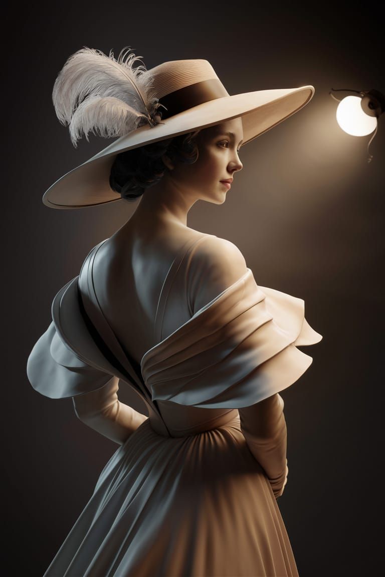 Elegant Woman in Hat: Stunning 3D Rendering
