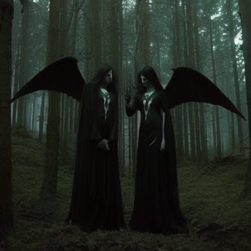 Young witch meeting the Dark Angel