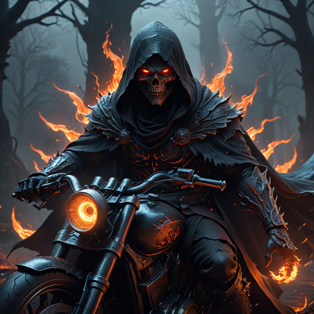 Dark Fantasy Death Rides a Hellish Chopper