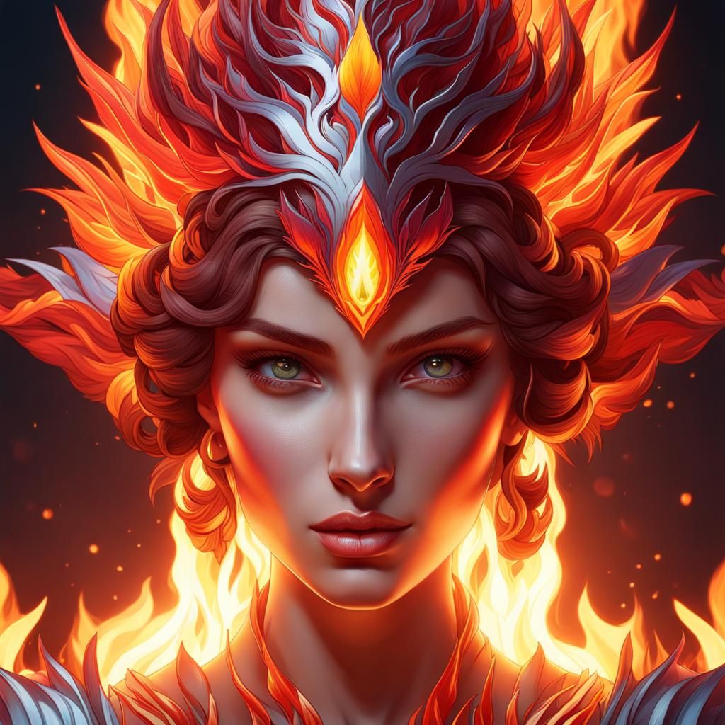 Fiery Eye Portrait in Hyperdetailed Digital Art