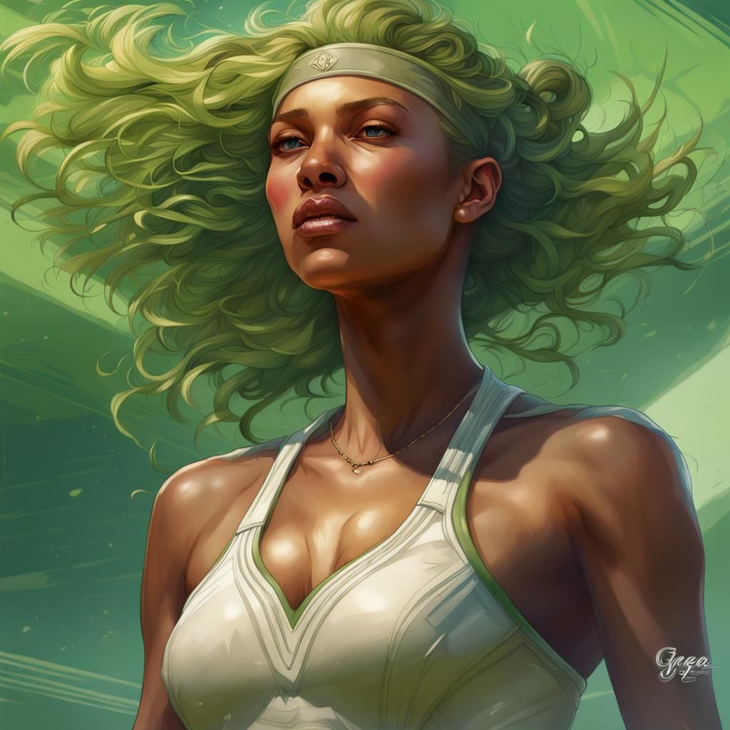 Elegant Grass Court Tennis Portrait in 8k Resolution