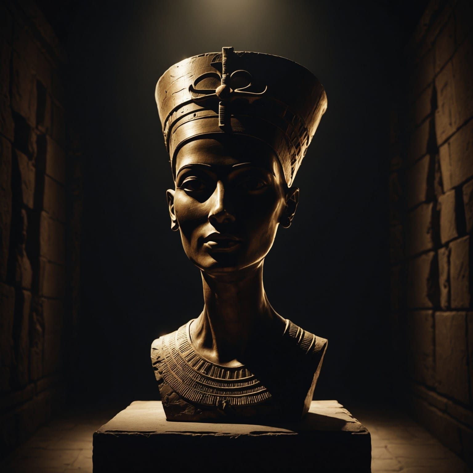 Nefertiti Bust Silhouette in Spotlight