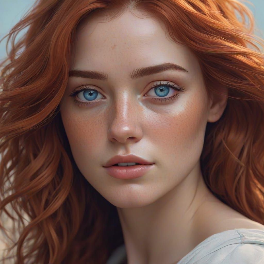 Serene Female Portrait in Vibrant Triadic Colors