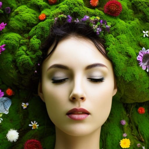 Floral Moss Woman in Yin Yang Balance