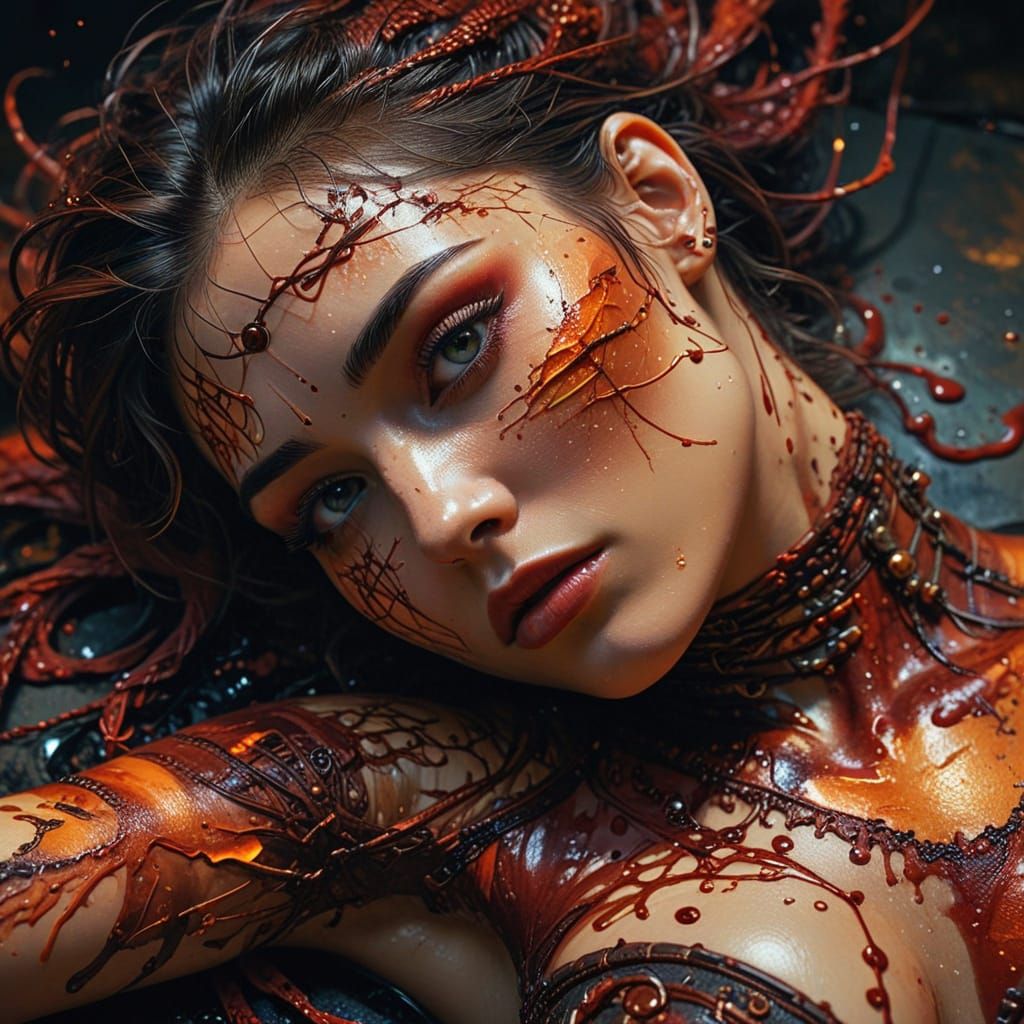 Intricate Surreal Woman in Dark Chiaroscuro Lighting