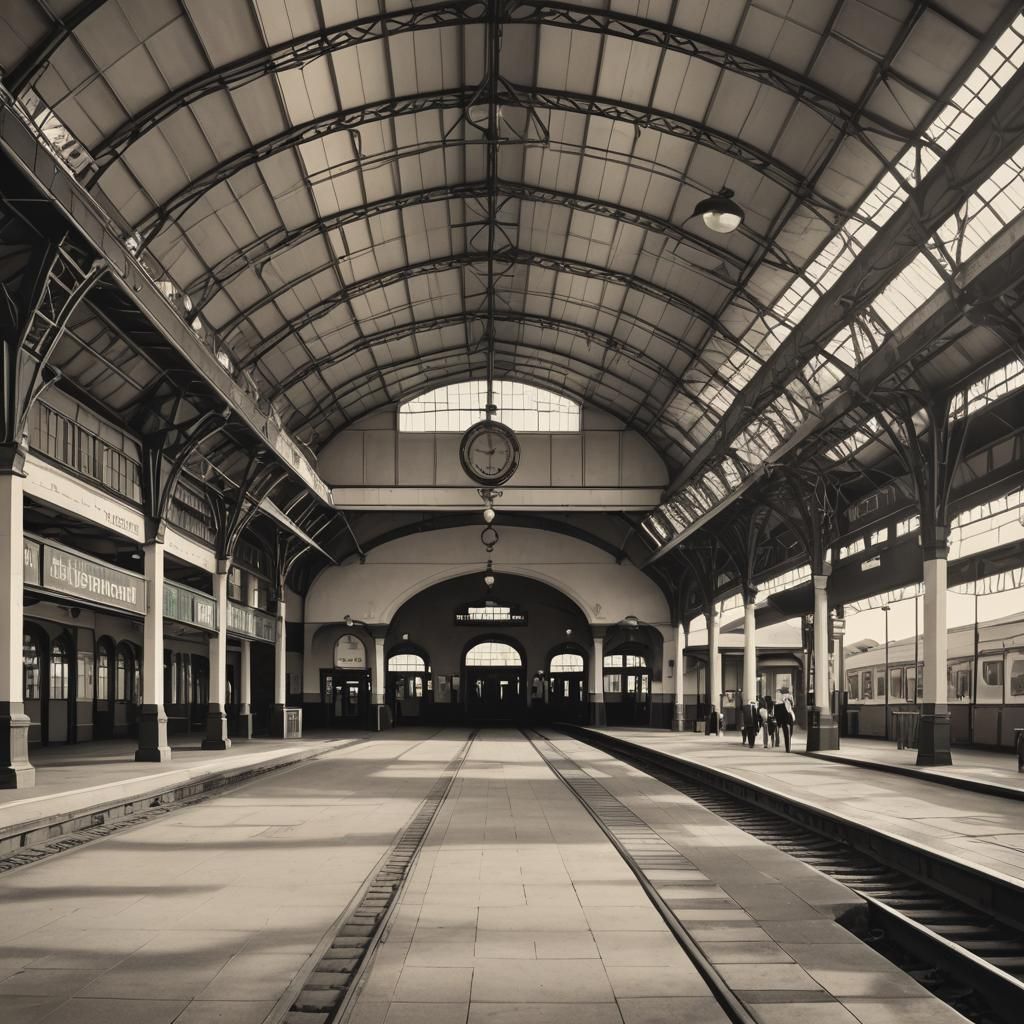 Elegant Railway Station in Art Deco Style