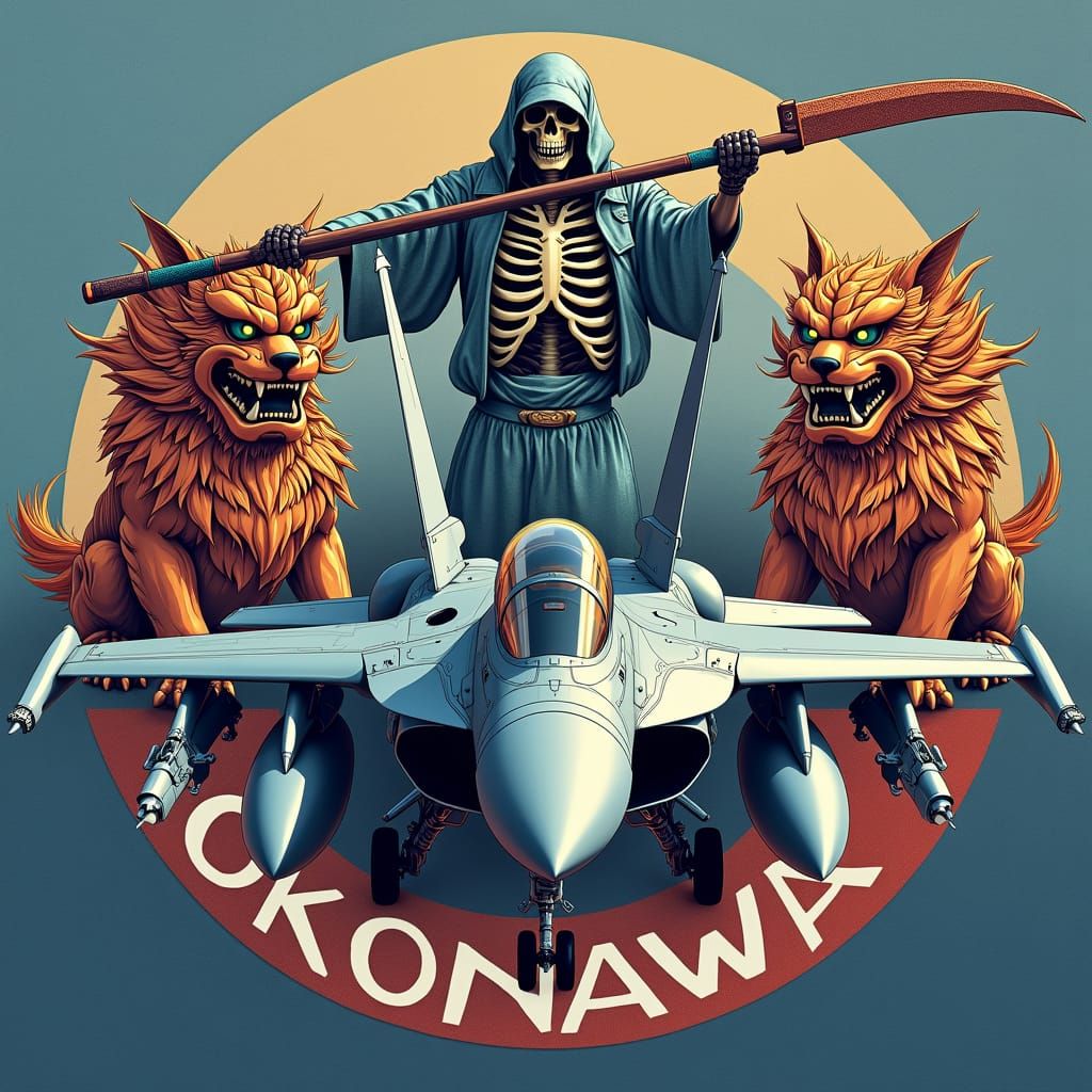 F-16 Fighting Falcon over Okinawa, Ashley Wood Inspired