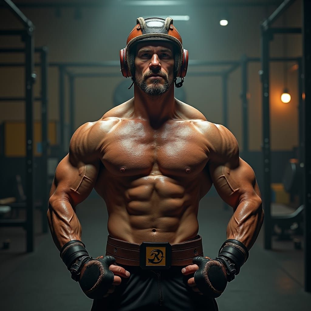 Triumphant Athlete in Gym with Rama Sports Gear