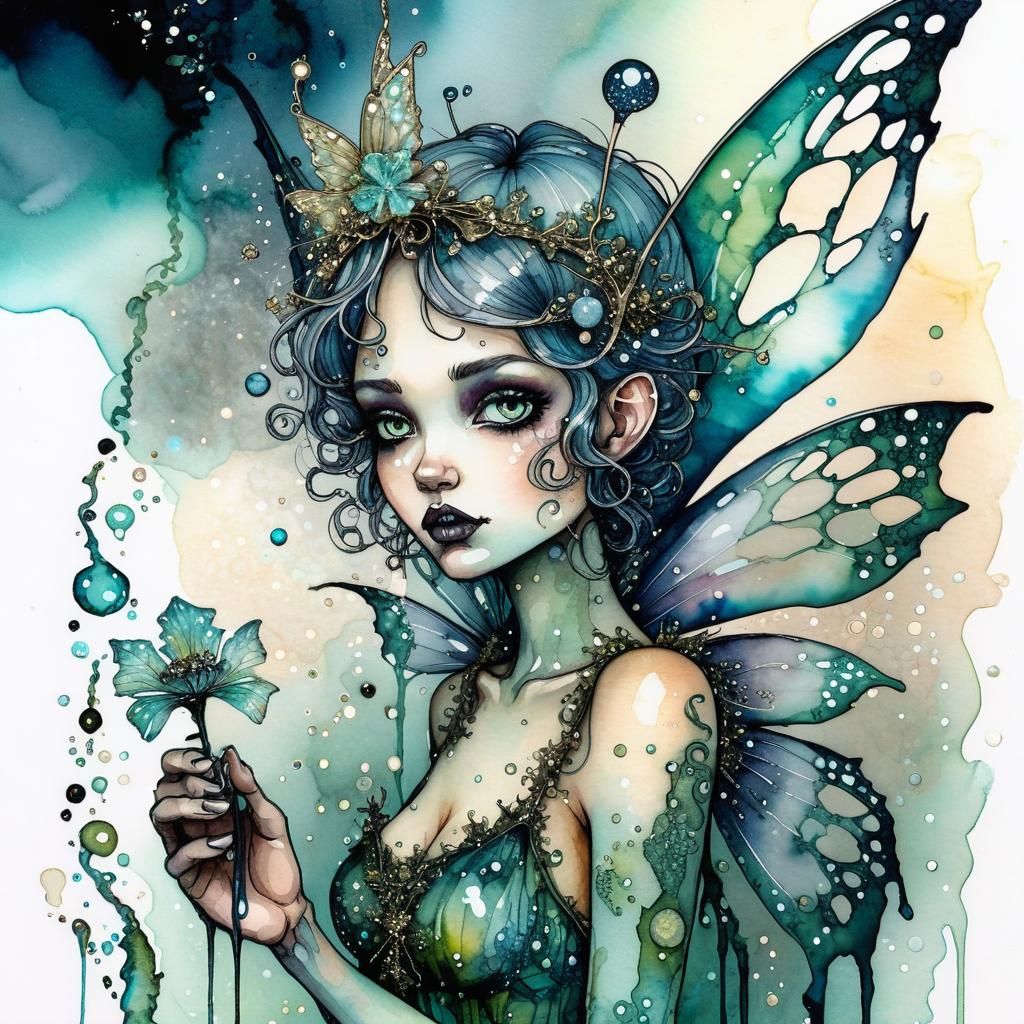 Sparkling Fairy in Otherworldly Alcohol Ink Style