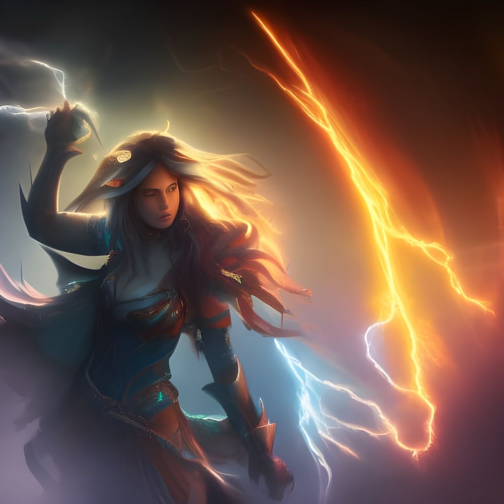 Wizard Conjuring Electric Orb: Fantasy Concept Art