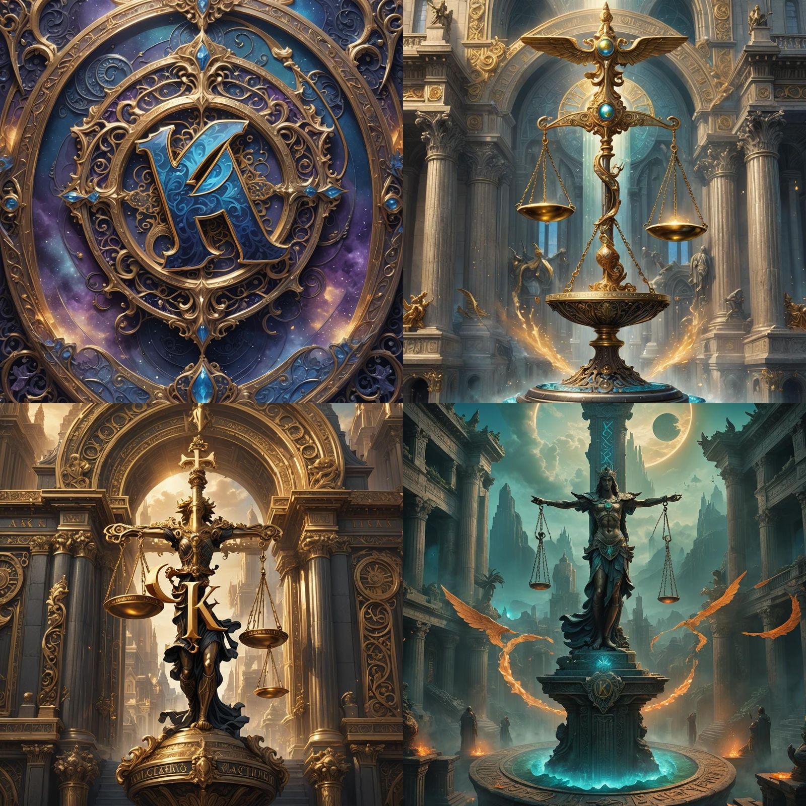 Balance of Justice with Letters K and S