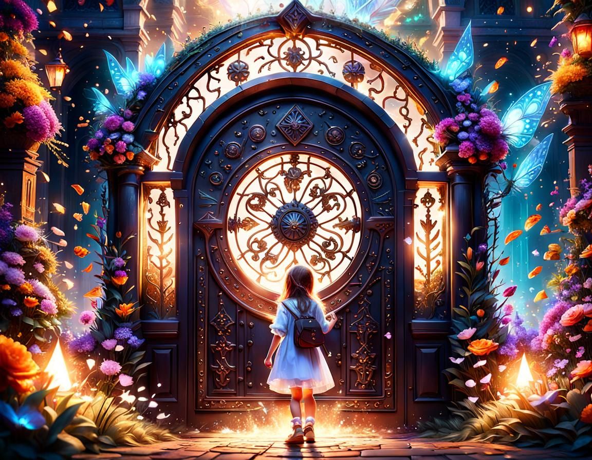 Girl Opens Enchanted Door to Fantasy World