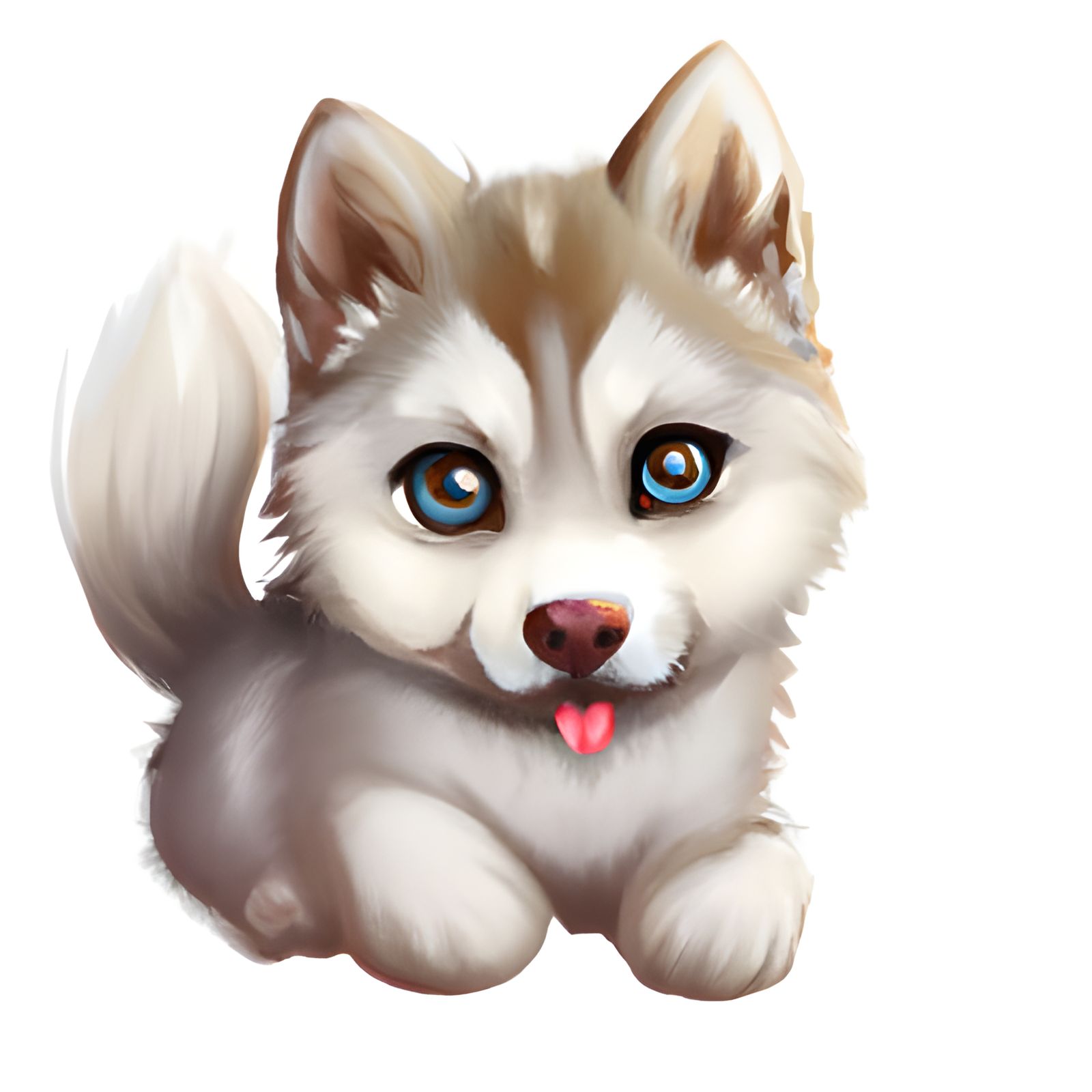 Adorable Husky Puppy in Kawaii Anime Style