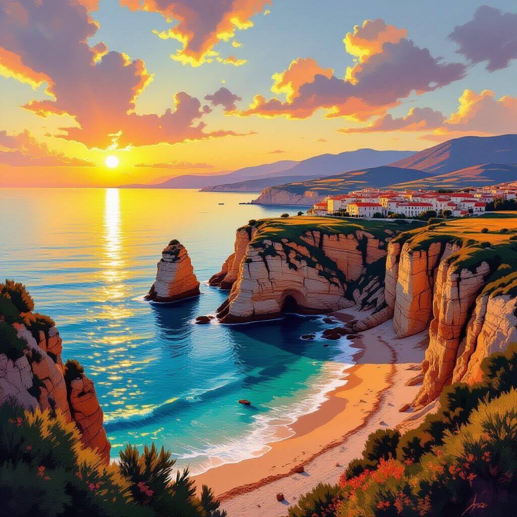 Golden Sunset Over Realmonte Coastline