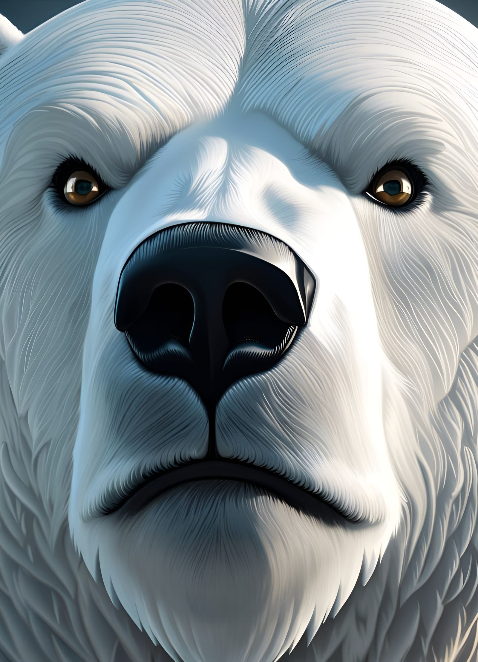Detailed Polar Bear Portrait in Watercolor Style