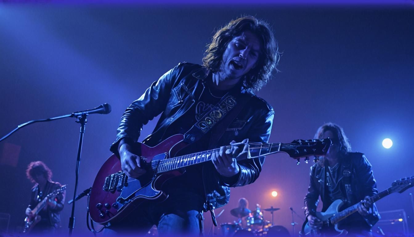 Hard Rock Band Shimmers in Crimson Moonlight