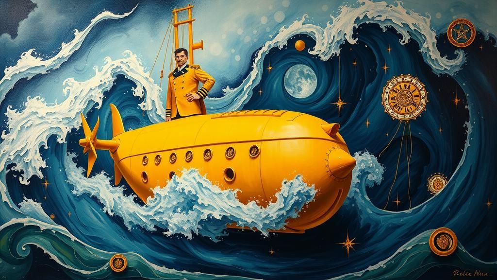 Yellow Submarine in Surrealist Dreamscape
