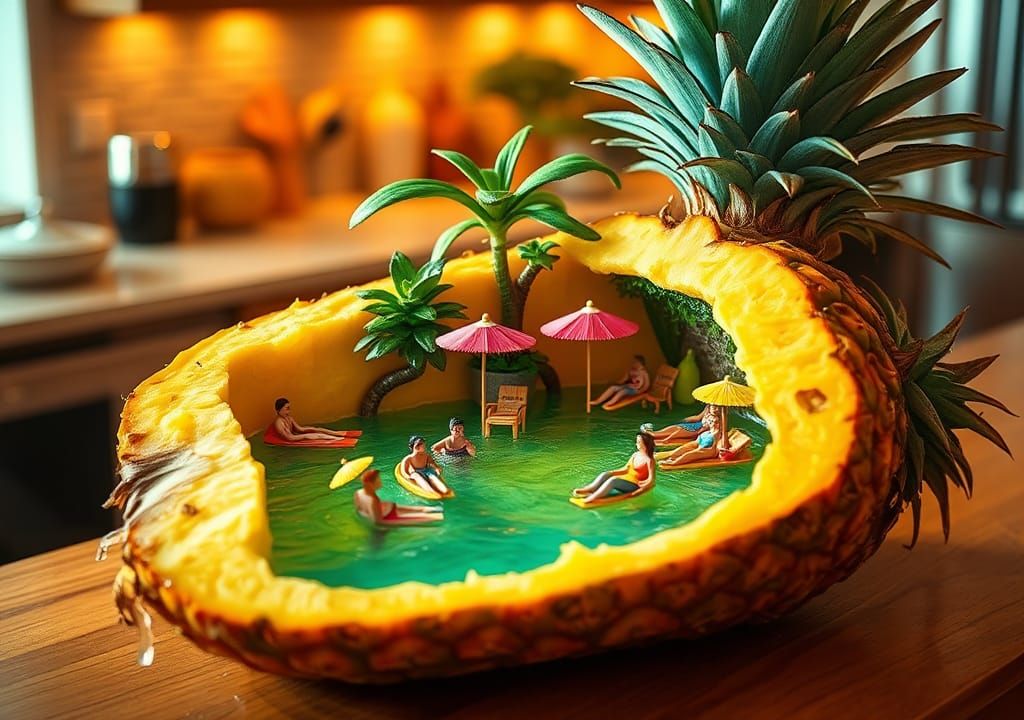 Pineapple Oasis: Miniature Tropical Vacation Scene