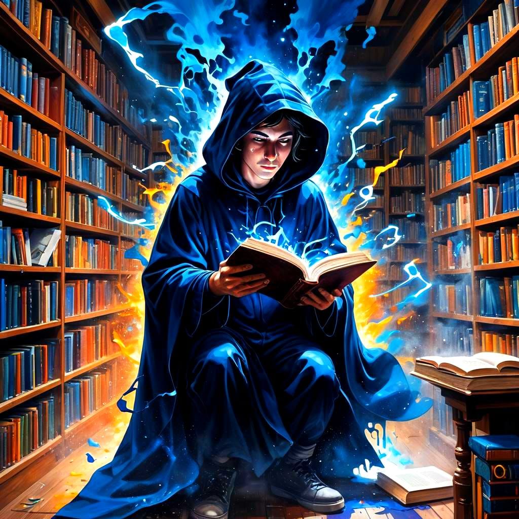 Teenage Sorcerer Casting Spell, Graffiti Art Style