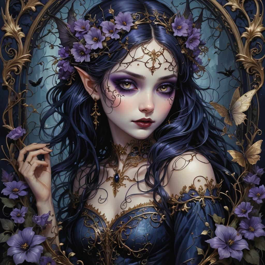 Mischievous Fairy Portrait in Gothic Art Style
