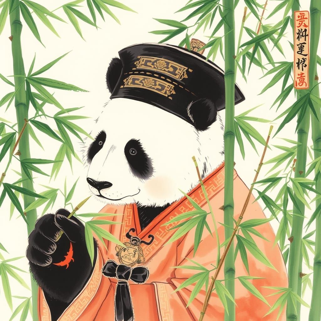 Panda in Ming Dynasty Art Style