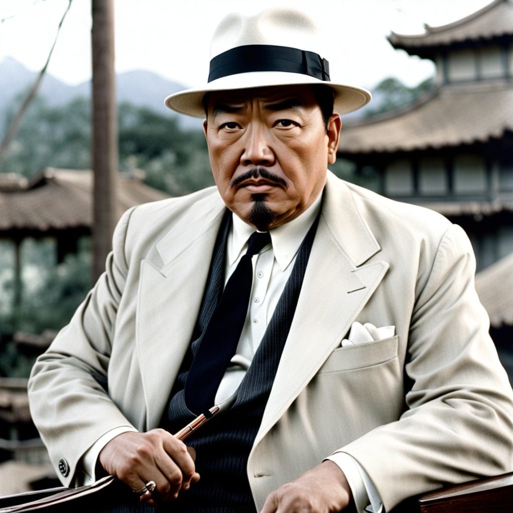 Charlie Chan in White Suit and Hat
