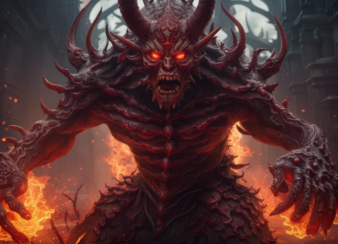 Infernal Demon of Fire: Detailed Matte Painting